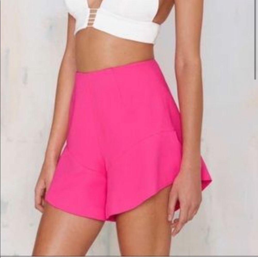 Finders Keepers High Waist Pink Ruffle Shorts Small - Picture 2 of 9